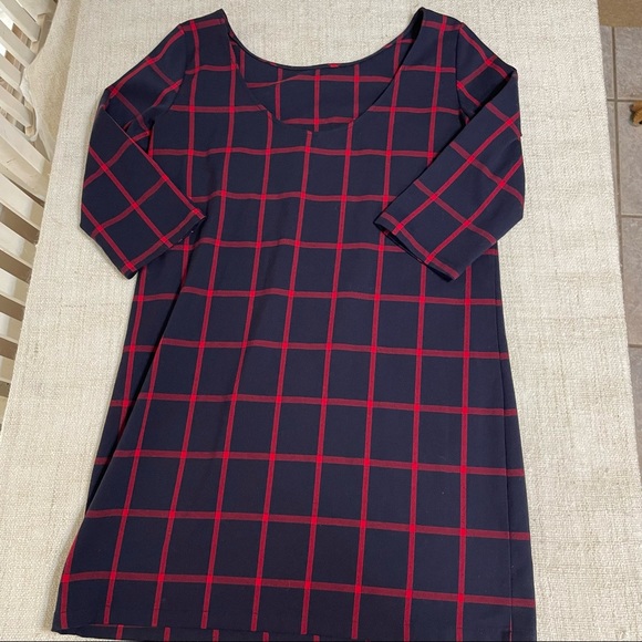 MNG Women’s Plaid Scoop Back Shift Dress - Picture 6 of 14